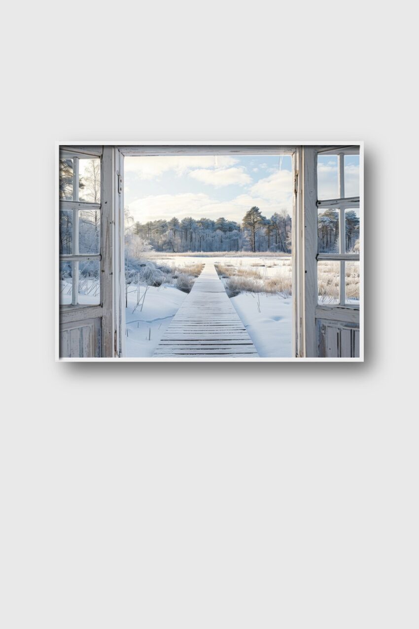 Fotografie Poster Steg Winter Landschaft verschneit