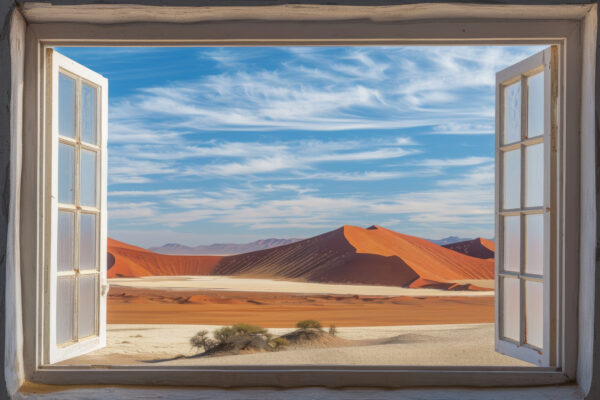 Wüste Fensterblick Gerahmt