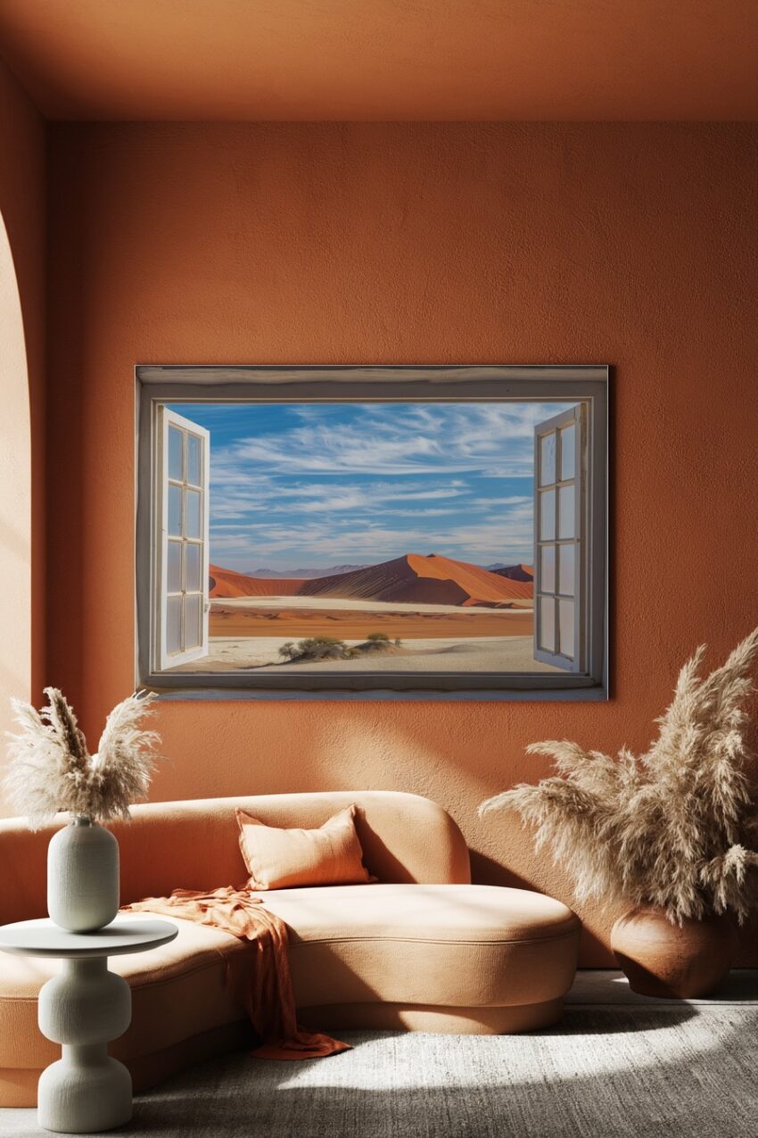 Fotografie Poster Wüstenlandschaft ruhig rot sand