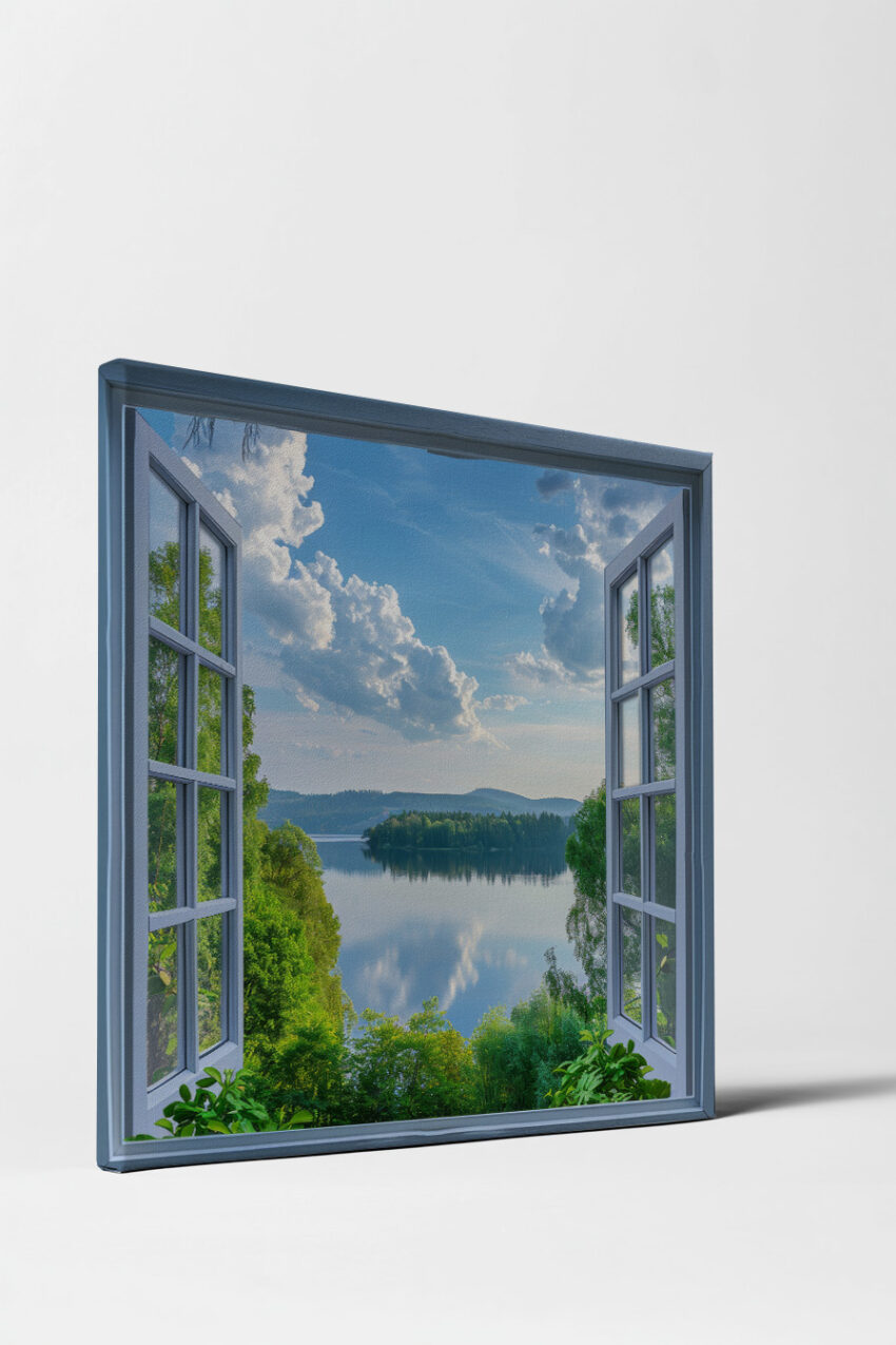 Fotografie Poster Fenster See ruhig grün blau