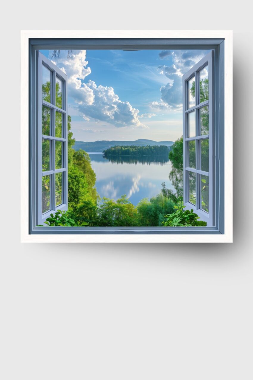 Fotografie Poster Fenster See ruhig grün blau