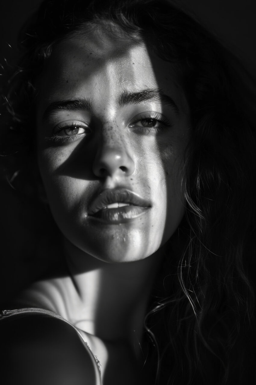 Fotografie Poster Frau Porträt Licht Schatten schwarz-weiß