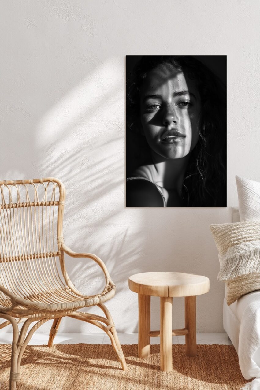 Fotografie Poster Frau Porträt Licht Schatten schwarz-weiß