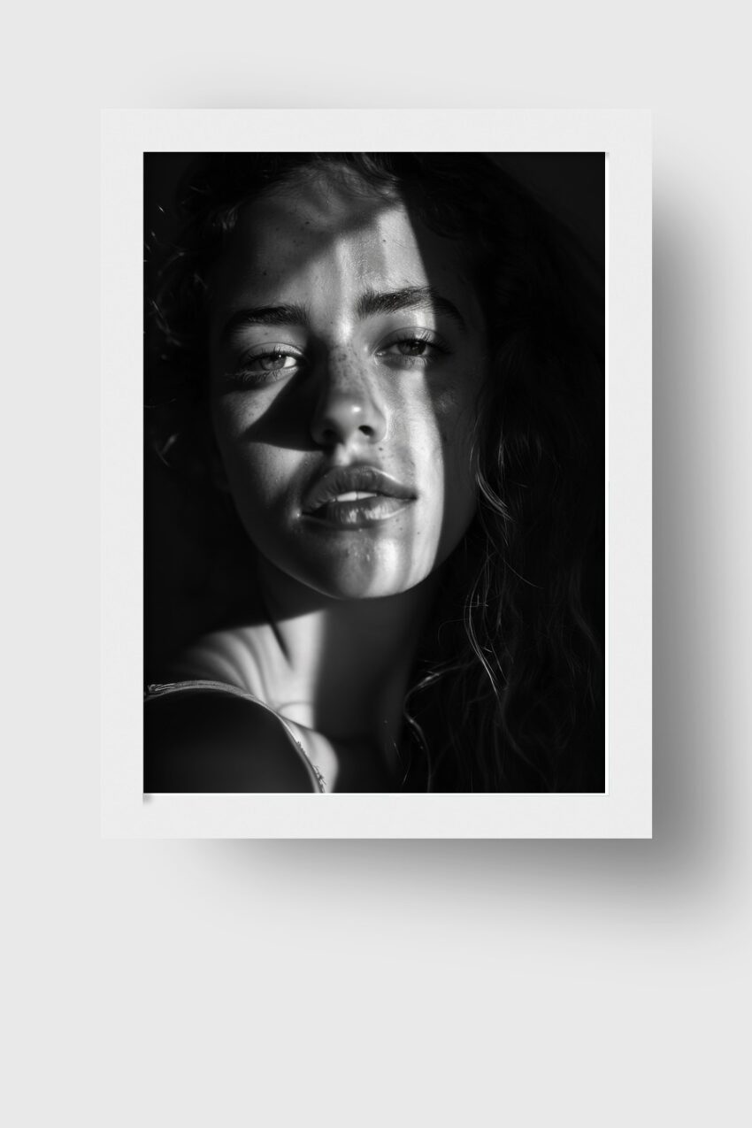 Fotografie Poster Frau Porträt Licht Schatten schwarz-weiß