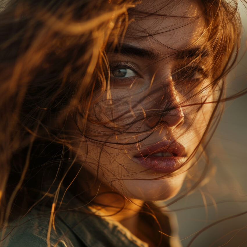 Fotografie Poster Frau natürlicher Lichtspiel Nahaufnahme