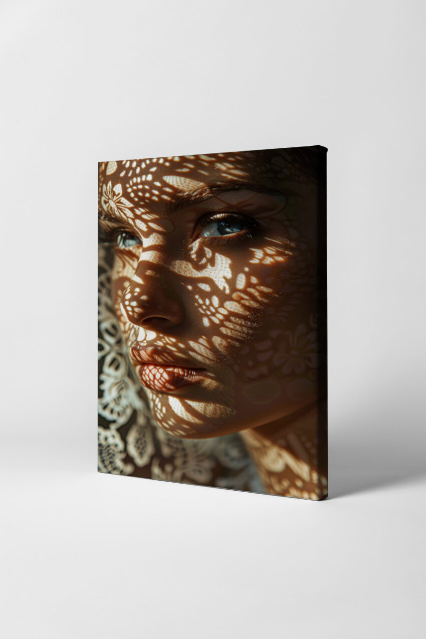 Fotografie Poster Gesicht Spitzenmuster Licht Schatten