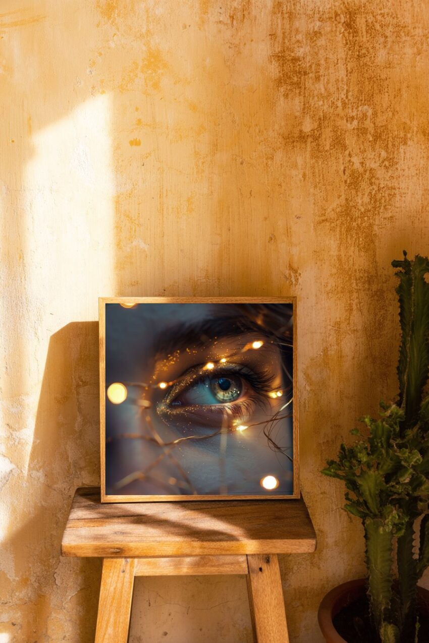 Fotografie Poster Auge Detail Lichtreflexe warm