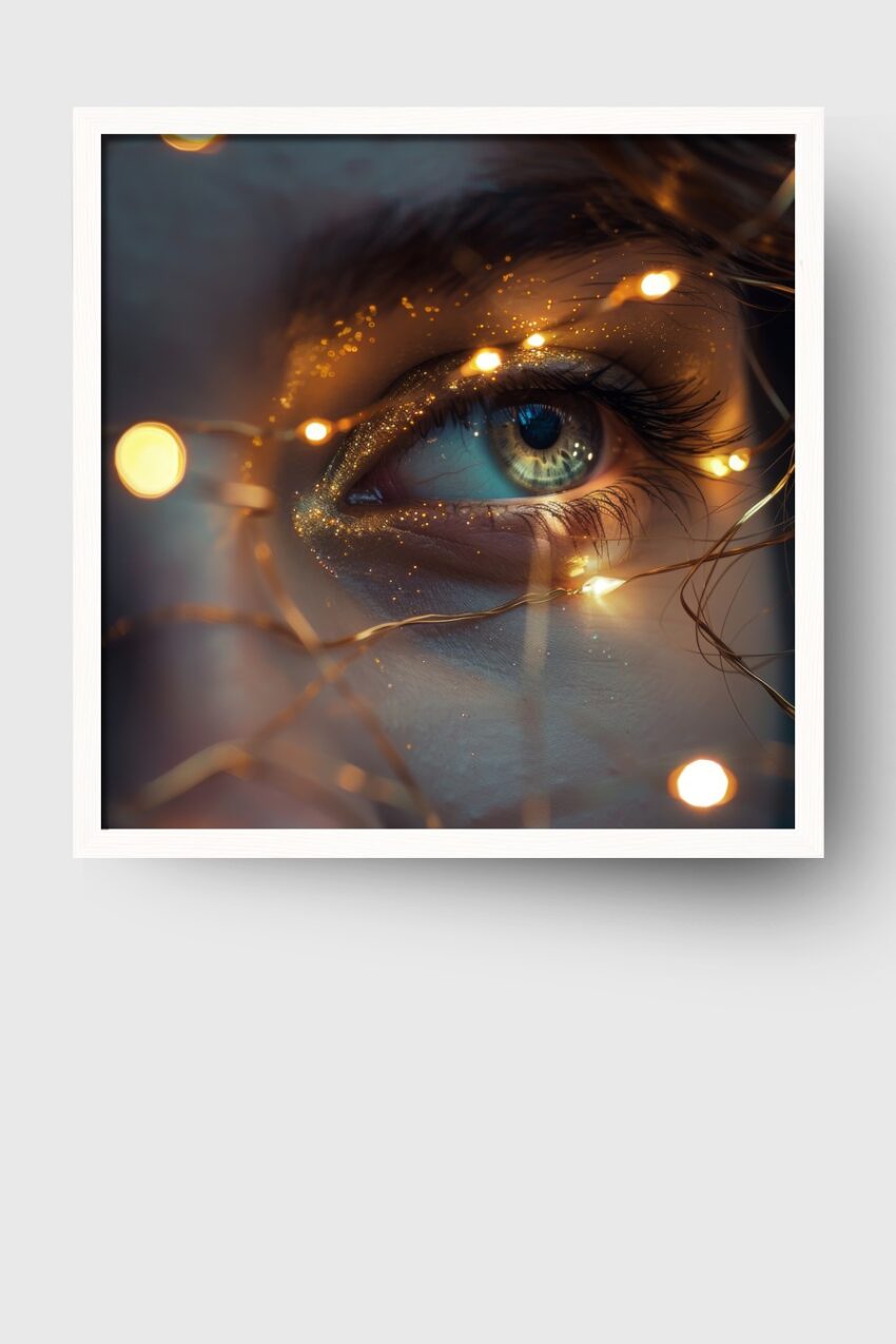 Fotografie Poster Auge Detail Lichtreflexe warm