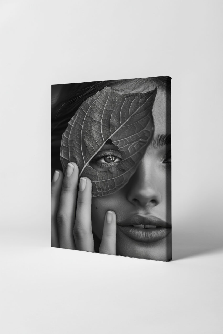 Fotografie Poster Blatt Auge Hand schwarz-weiß