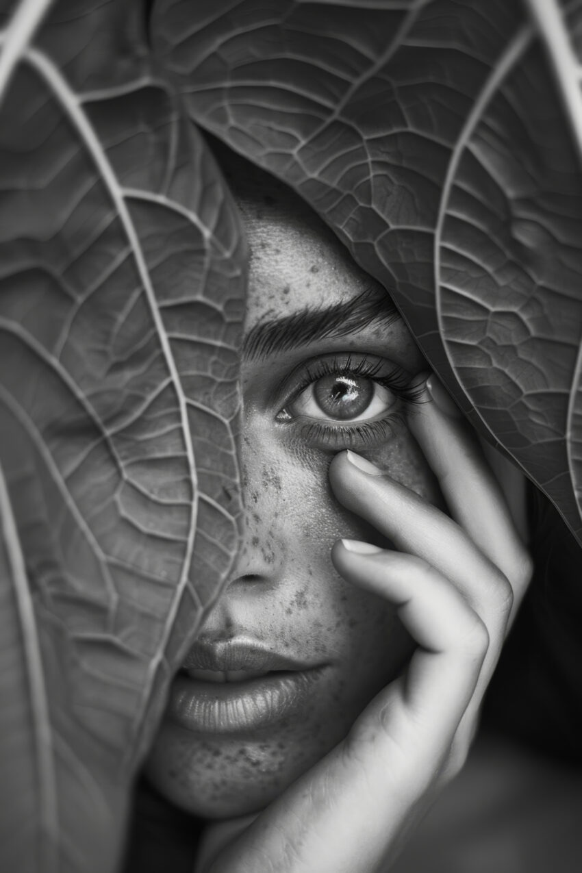 Fotografie Poster Frau Gesicht schwarz-weiß natürlich