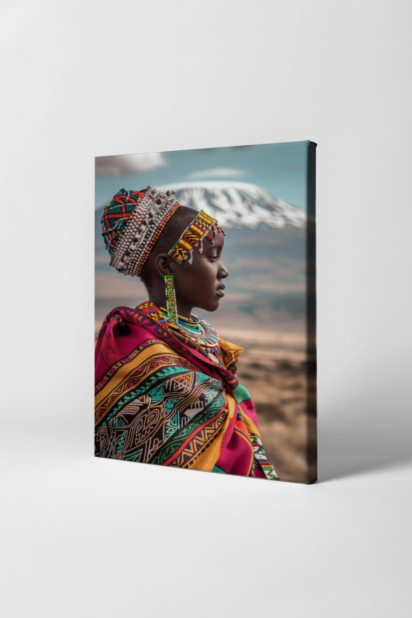 Fotografie Poster Masai Frau farbig traditionell