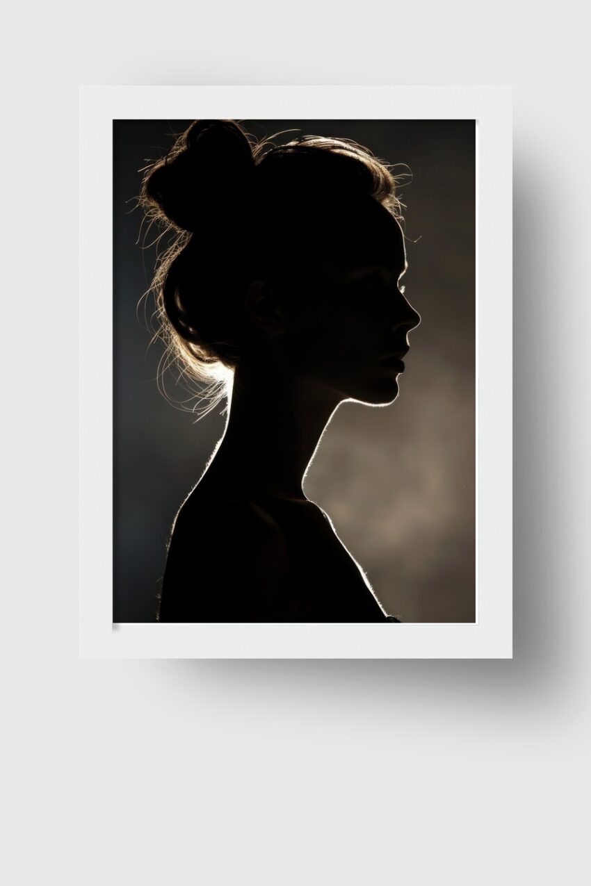 Fotografie Poster Frau Silhouette Lichtkante schwarz