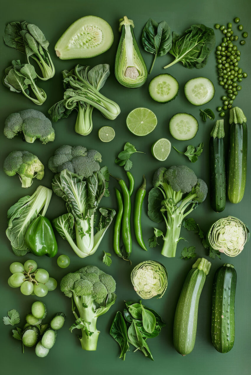 Fotografie Poster grünes Gemüse Arrangement grün frisch