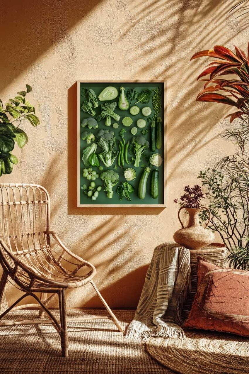 Fotografie Poster grünes Gemüse Arrangement grün frisch