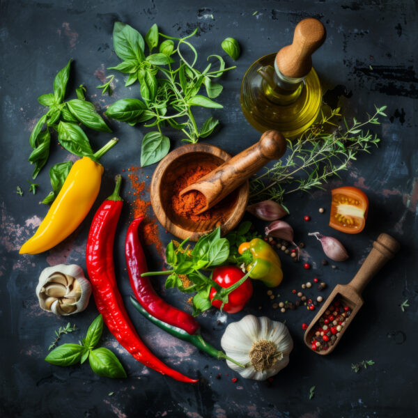 Chili und Gewürze Gerahmt