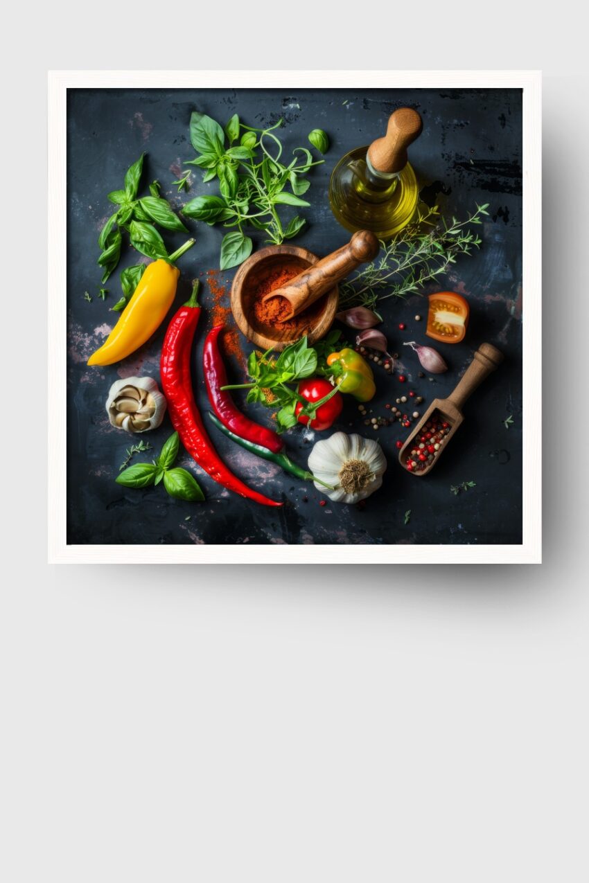 Fotografie Poster Chili Gewürze frisch bunt