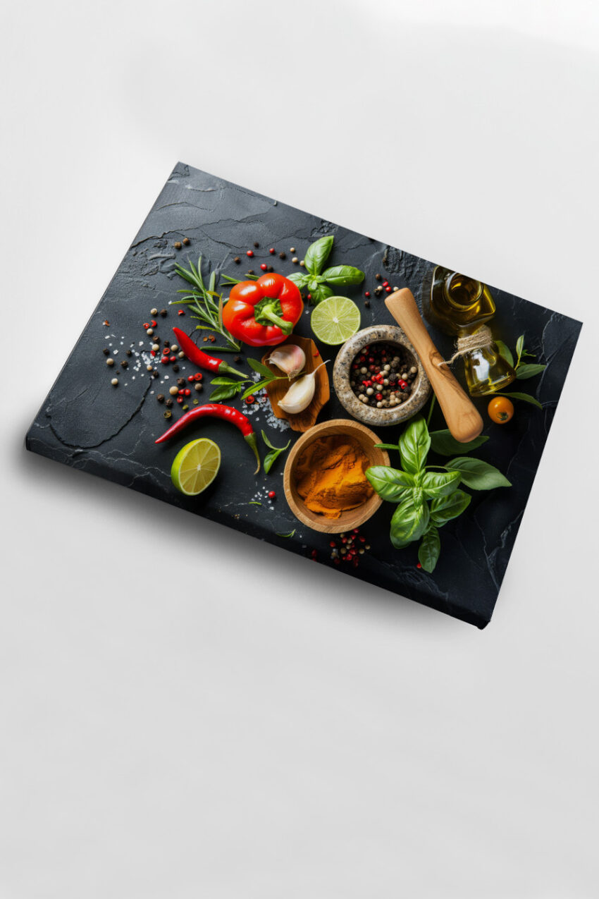 Fotografie Poster Gewürze Kräuter bunt frisch