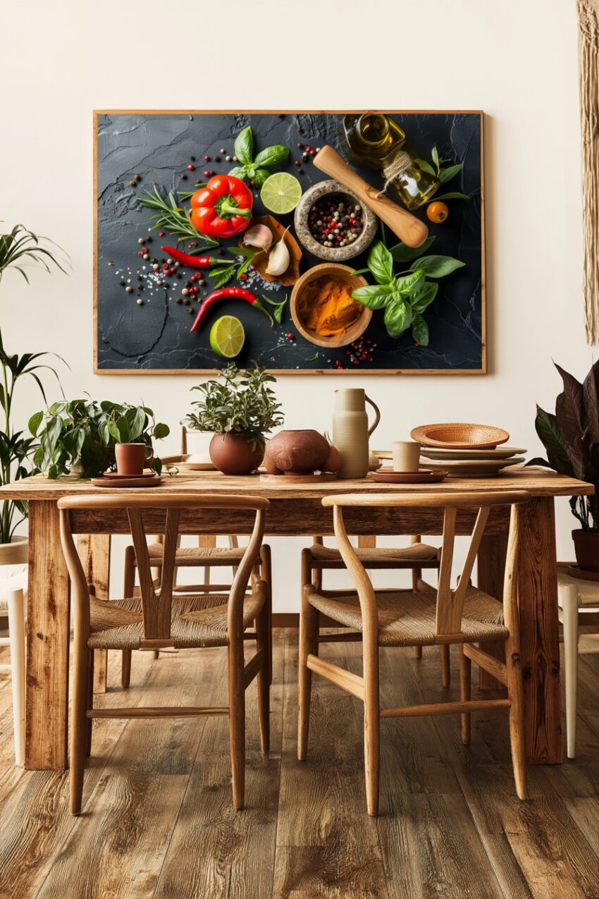 Fotografie Poster Gewürze Kräuter bunt frisch