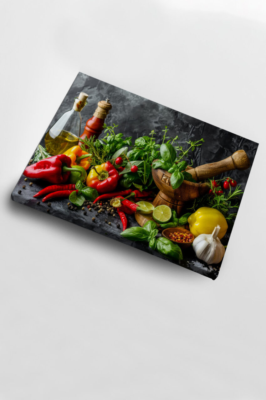 Fotografie Poster Paprika Kräuter bunt frisch