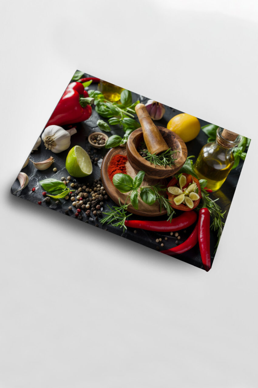 Fotografie Poster Kochgewürze frisch rot grün