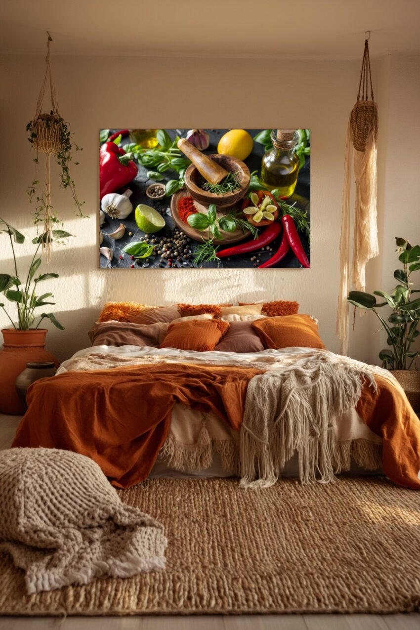 Fotografie Poster Kochgewürze frisch rot grün