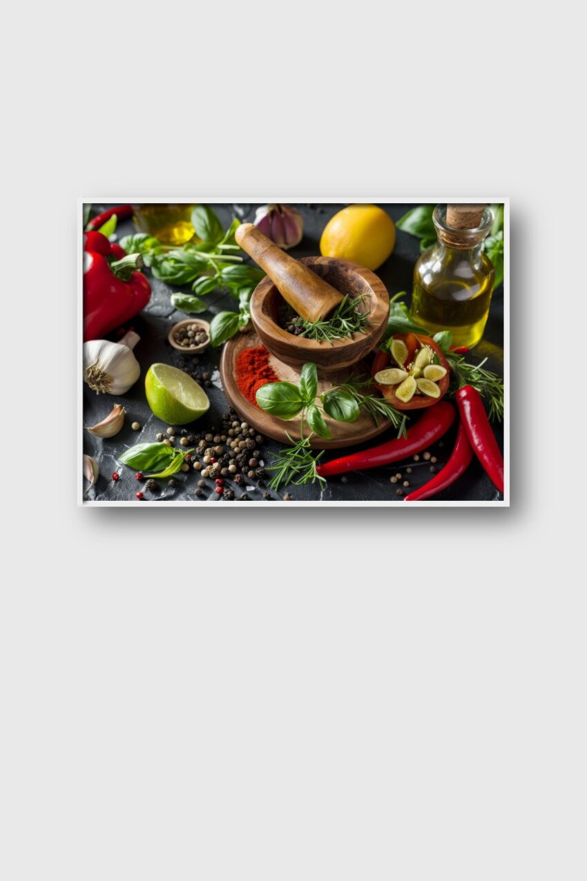 Fotografie Poster Kochgewürze frisch rot grün