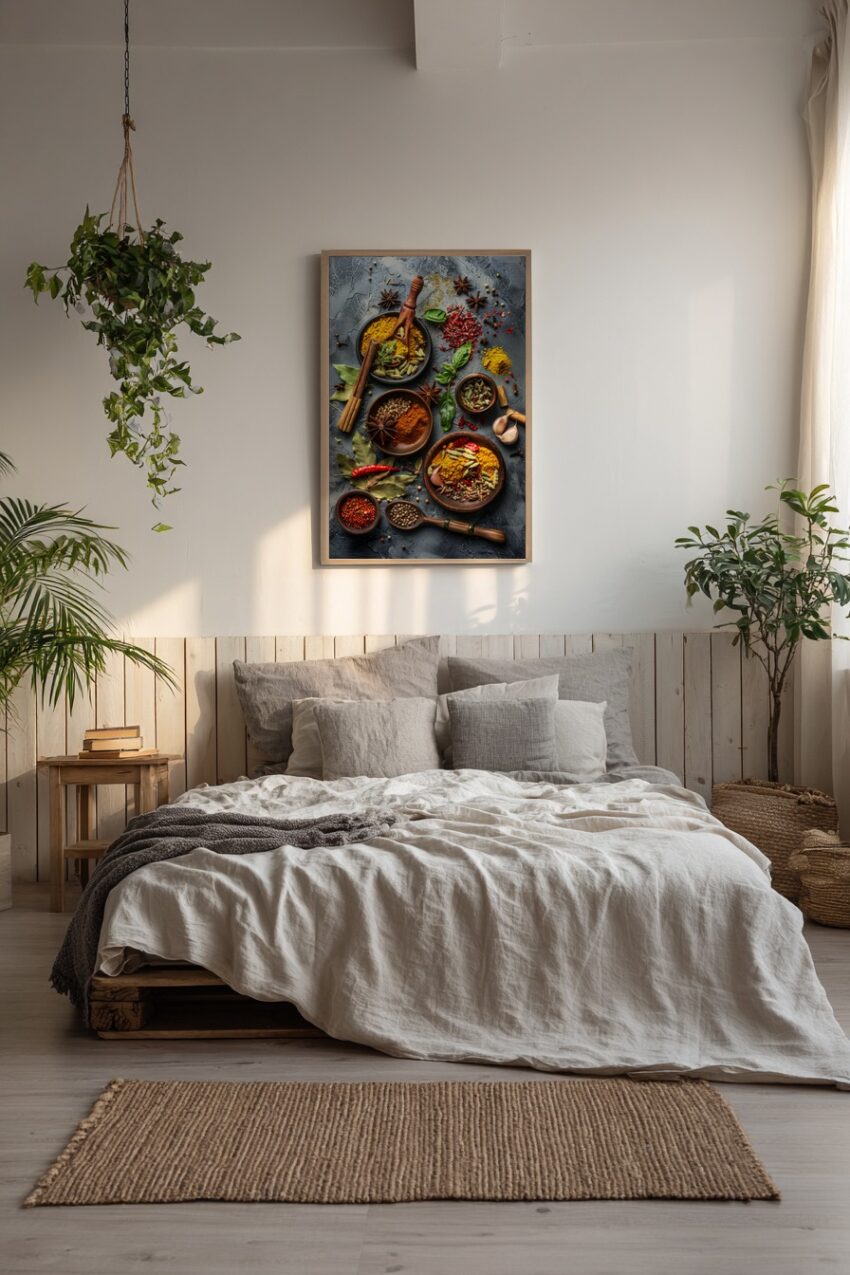 Fotografie Poster Gewürze Paprikapulver Kardamom bunt