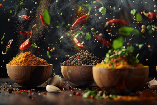 Gewürze Fliegen Gerahmt