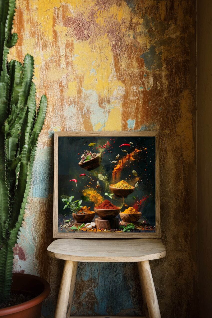 Fotografie Poster Gewürze Explosion bunt lebendig