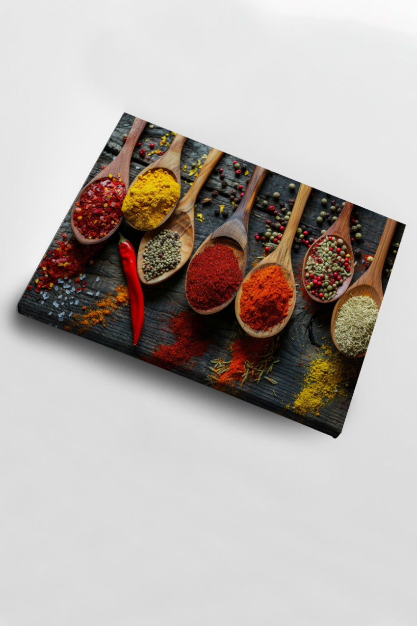 Fotografie Poster Gewürzlöffel bunt Holz