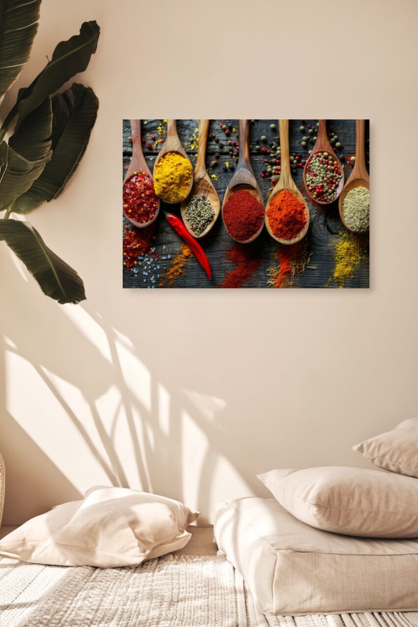 Fotografie Poster Gewürzlöffel bunt Holz