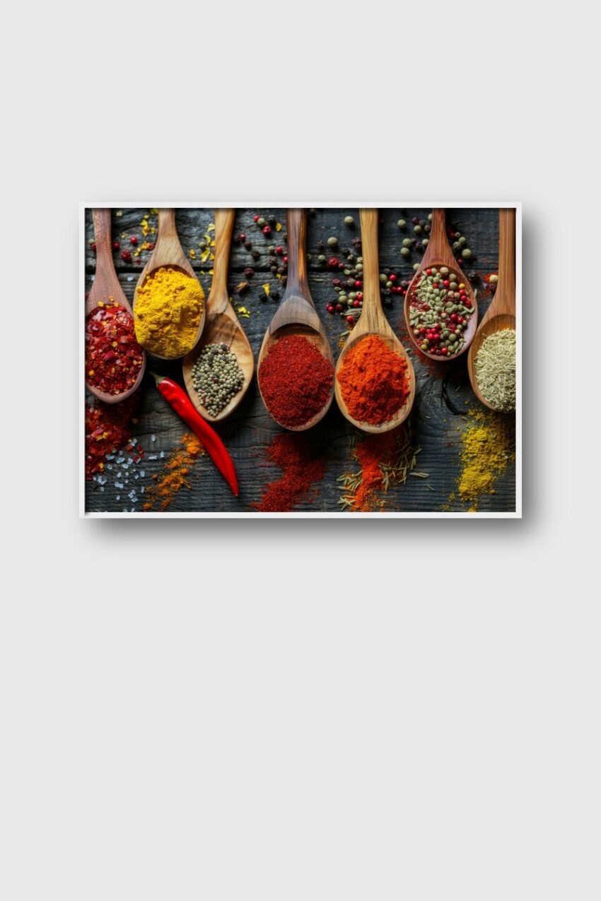 Fotografie Poster Gewürzlöffel bunt Holz