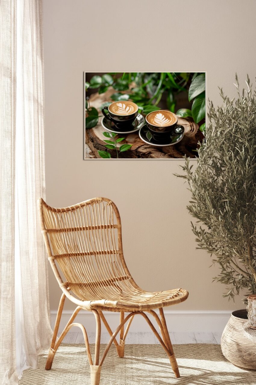 Fotografie Poster Latte Art Kaffee Braun Weiß