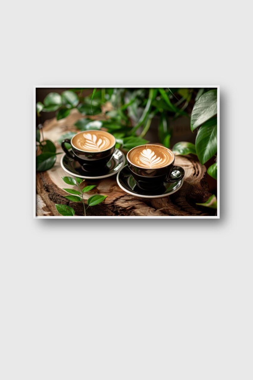 Fotografie Poster Latte Art Kaffee Braun Weiß
