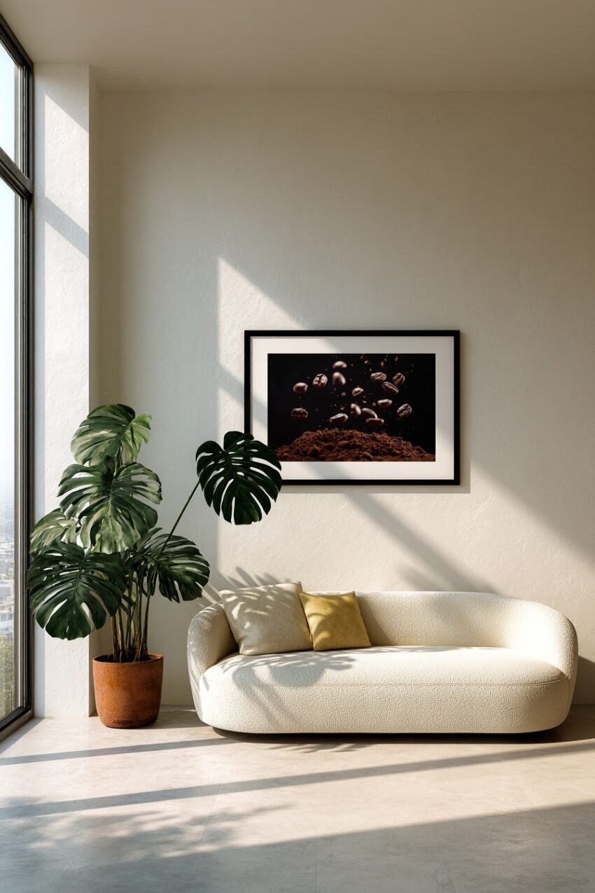 Fotografie Poster Kaffeebohnen dunkel Makro dynamisch