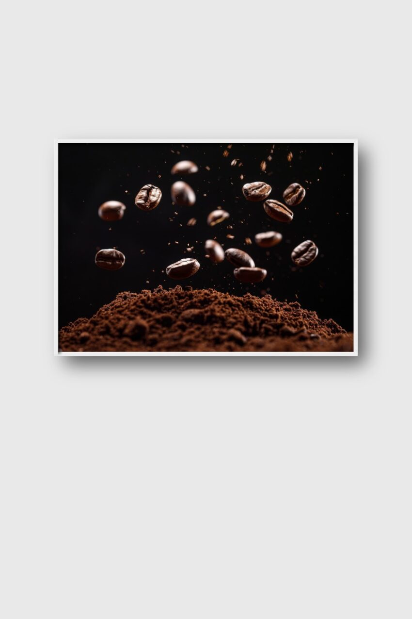 Fotografie Poster Kaffeebohnen dunkel Makro dynamisch