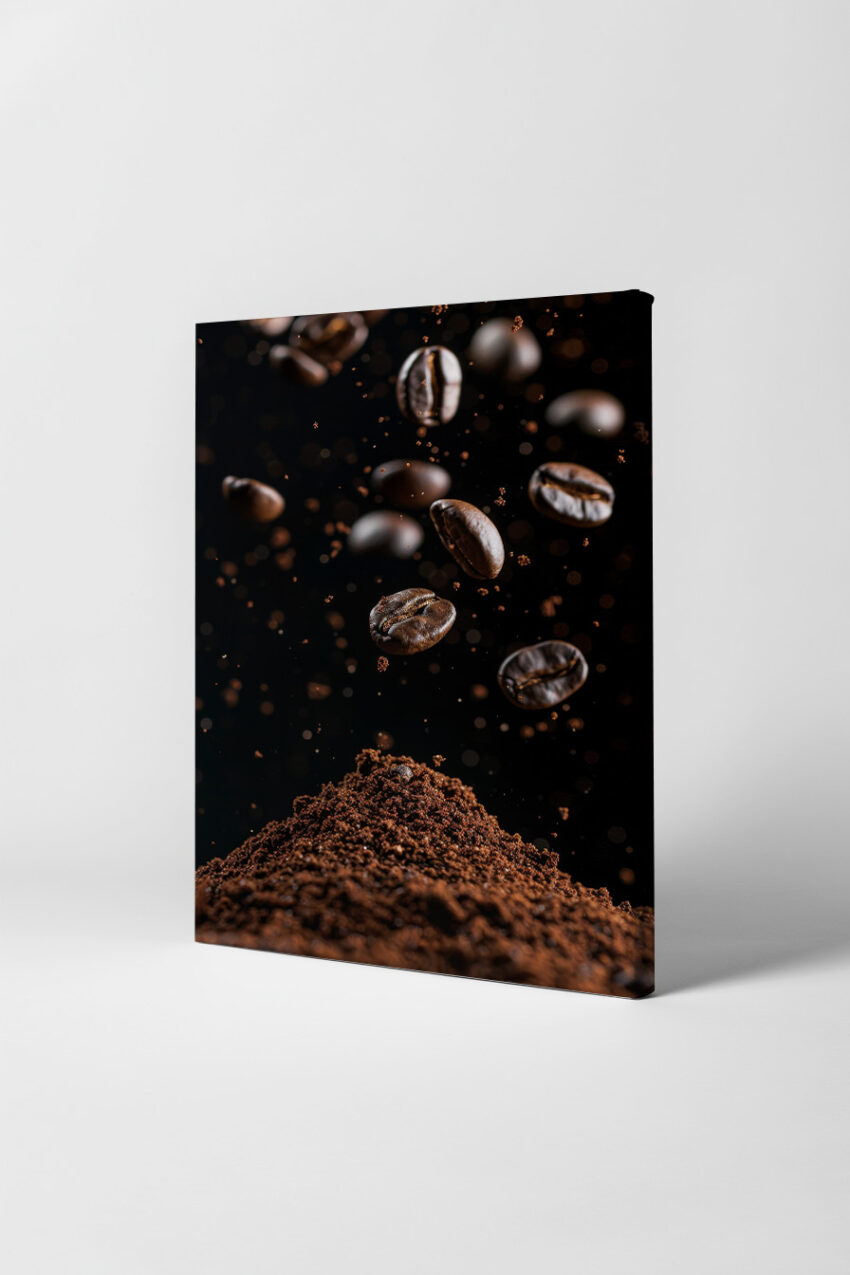 Fotografie Poster Kaffeebohnen gemahlen braun dunkel