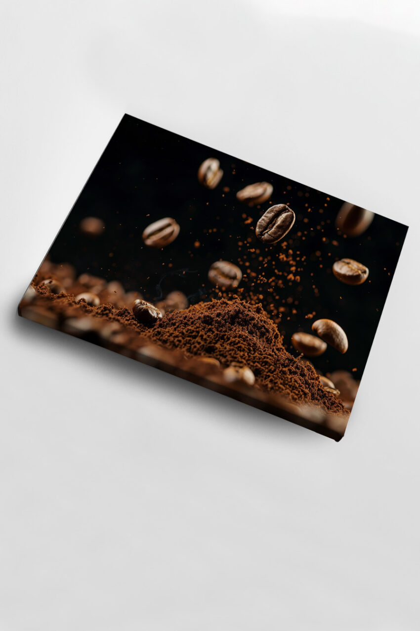 Fotografie Poster Kaffeebohne Kaffeepulver braun