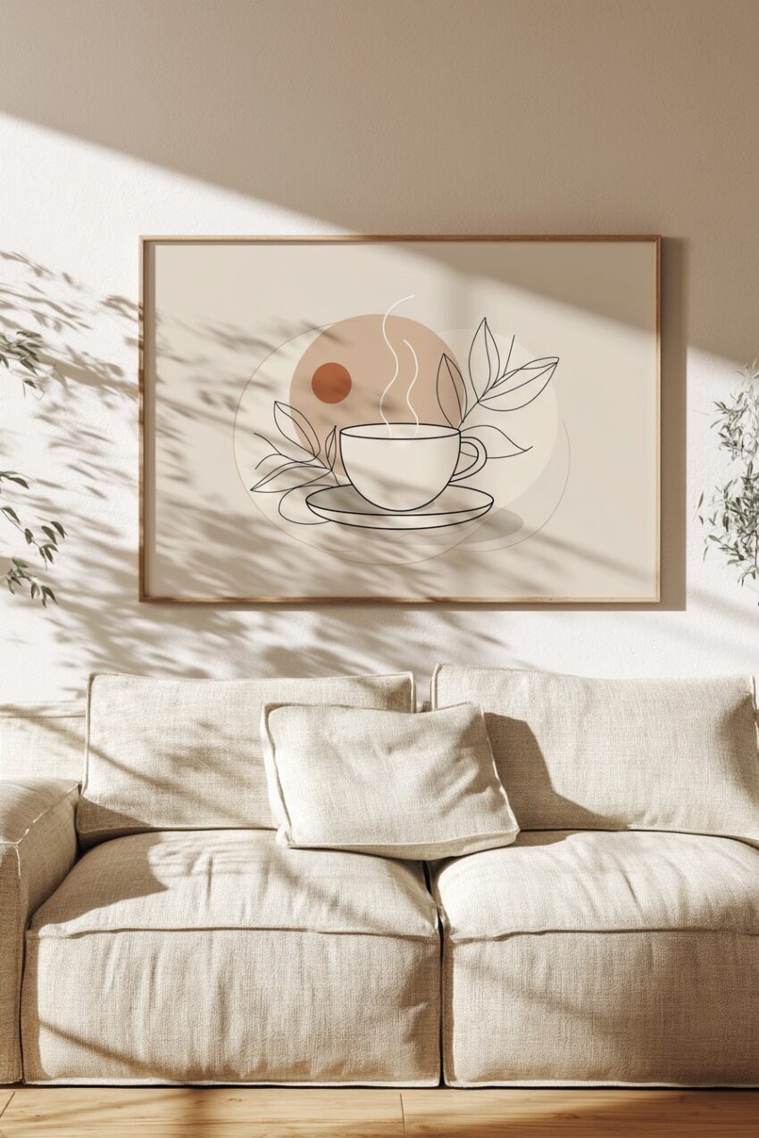 Illustration Poster Tasse minimalistisch beige braun