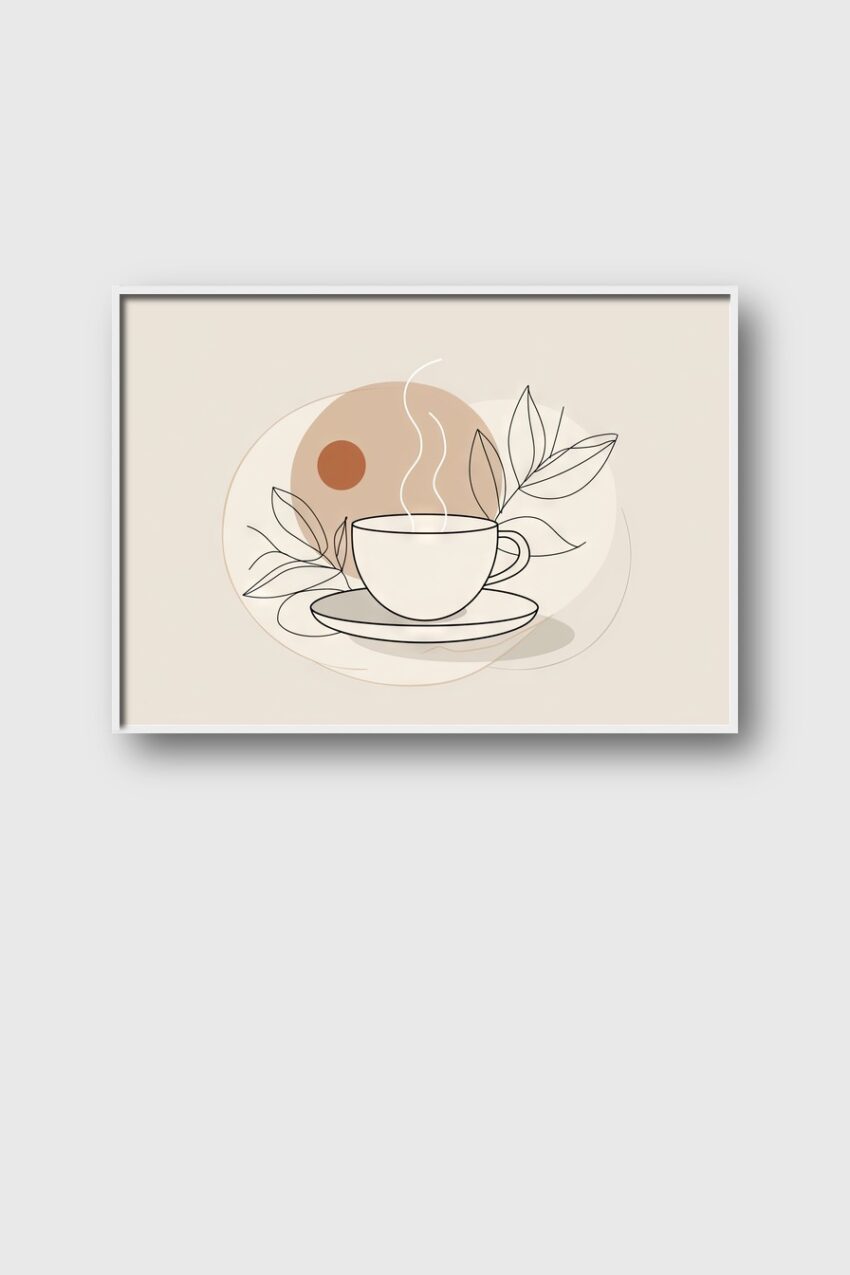 Illustration Poster Tasse minimalistisch beige braun