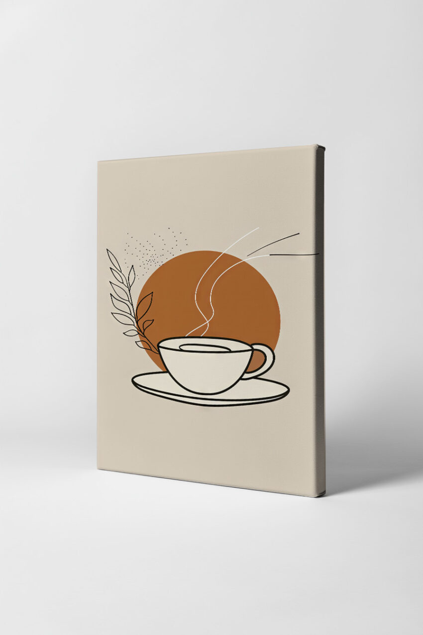 Illustration Poster Tasse Dampf minimalistisch beige braun