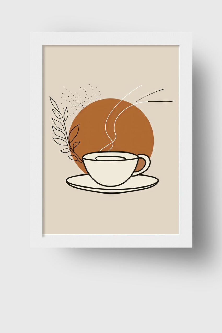 Illustration Poster Tasse Dampf minimalistisch beige braun
