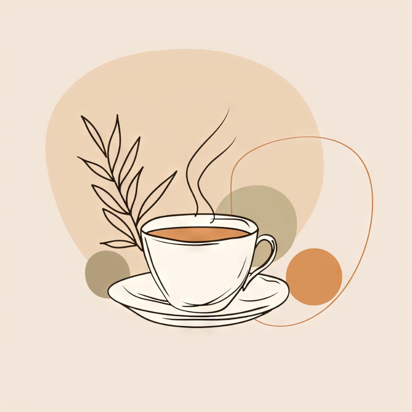 Illustration Poster Tasse Tee minimalistisch beige braun