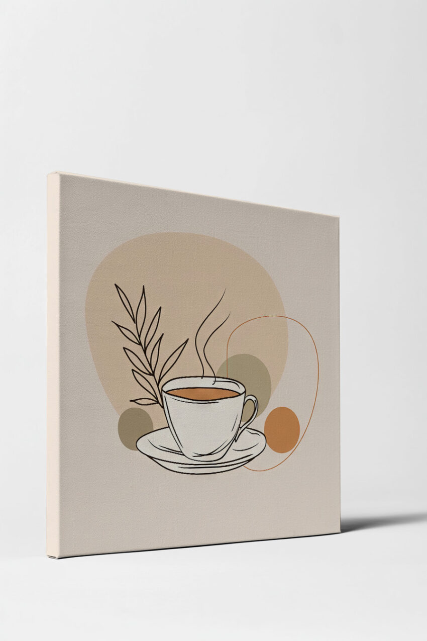 Illustration Poster Tasse Tee minimalistisch beige braun