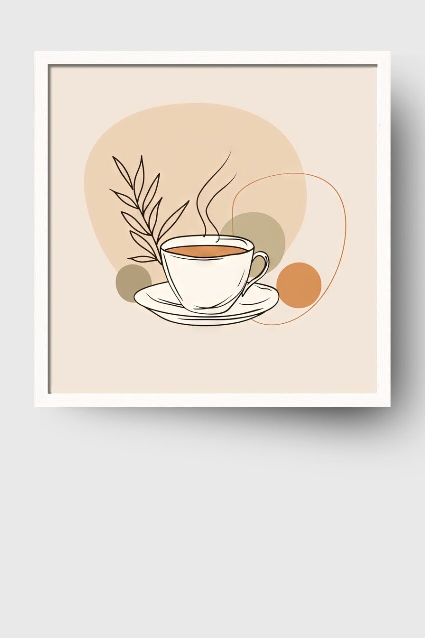 Illustration Poster Tasse Tee minimalistisch beige braun