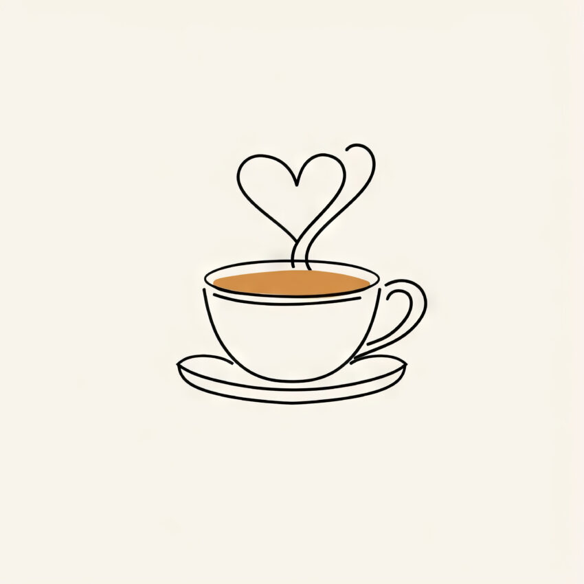 Illustration Poster Tasse Herzdampf minimalistisch beige