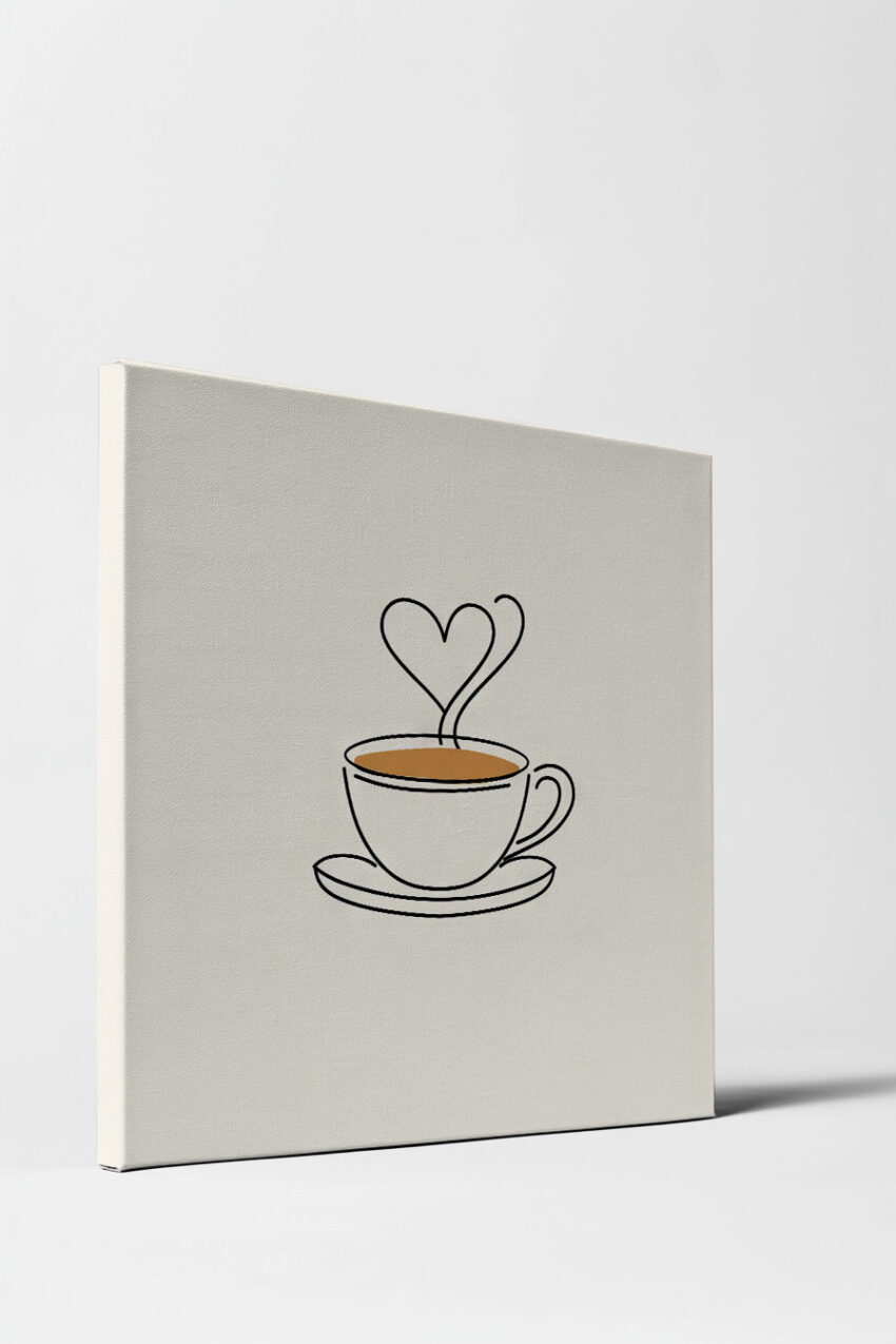 Illustration Poster Tasse Herzdampf minimalistisch beige