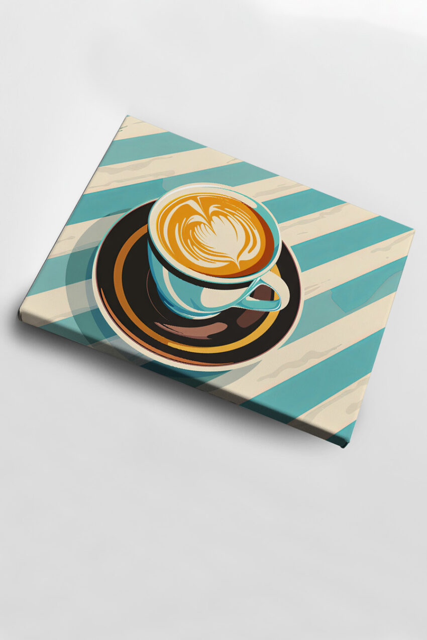 Illustration Poster Kaffee Herz Latte Art braun creme