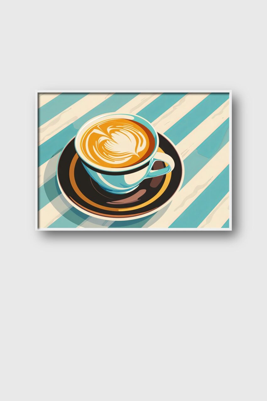 Illustration Poster Kaffee Herz Latte Art braun creme