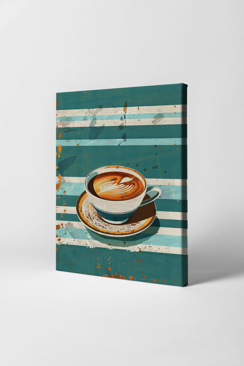 Digitale Kunst Poster Kaffeetasse gestreift braun beige